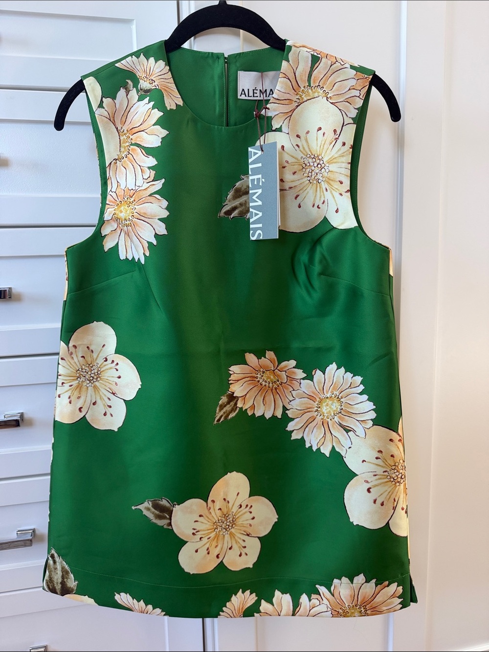 ALEMAIS Sage Top Floral Longline Tunic Top Green NWT Size US 2
